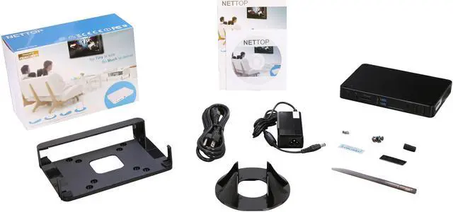 Alt view image 5 of 5 - Foxconn nT-i1200-0H0WBNA Intel NM10 Black Mini / Booksize Barebone System