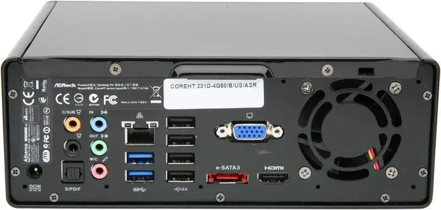 Alt view image 4 of 6 - ASRock CoreHT 231D Intel HM65 1 x HDMI Barebone