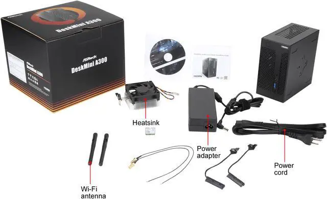 Alt view image 10 of 9 - ASRock DESKMINI A300W AMD Socket AM4 AMD A300 1 x HDMI Barebone System