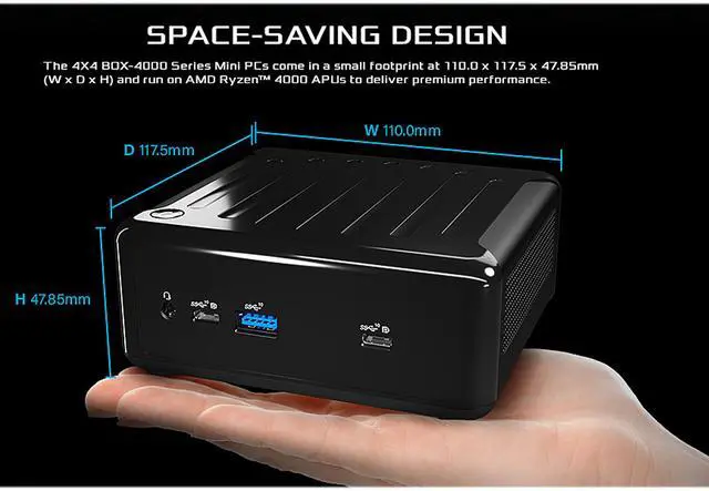 Alt view image 8 of 12 - ASRock Industrial AMD Barebone 4X4 BOX-4800U SoC Faned Embedded BOX PC (Includes AMD Ryzen 7 4800U CPU, Barebone Mini/Booksize)