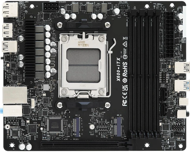 Alt view image 5 of 6 - ASRock DeskMeet X600 Series Barebone mini PC , Supports AMD Socket AM5 Ryzen™ 9000&8000&7000 Series Processors, up to 65W, support 4 x DDR5 DIMMs, up to 7200+ MHz (OC), 256GB Memory.