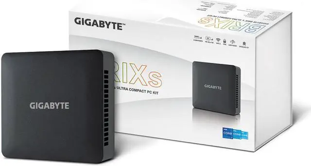 Alt view image 7 of 7 - GIGABYTE GB-BRI5H-1335 , with 13th Gen Intel Core i5-1335U Processor,  4 x 4K Module - 2 x HDMI 2.1 and 2 x USB Type C with DP alt modeBlack Mini-PC Tall Barebone- US cord