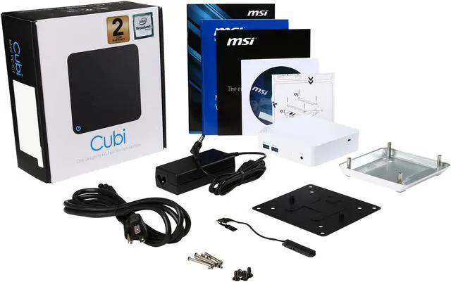 Alt view image 6 of 6 - MSI Cubi-004BUS Intel Broadwell U PCH-LP White Mini / Booksize Barebone System