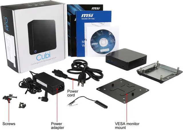 Alt view image 6 of 6 - MSI Cubi-017BUS Intel Broadwell U PCH-LP Black Mini / Booksize Barebone System