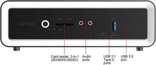 Alt view image 3 of 11 - Zotac ZBOX CI622 nano ZBOX-CI622NANO-U Mini / Booksize Barebone System