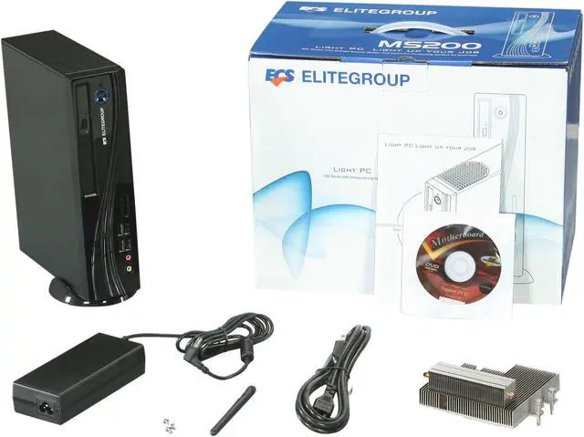 Alt view image 8 of 8 - ECS MS200 Intel Socket LGA1156 Intel H55 Black Mini / Booksize Barebone System