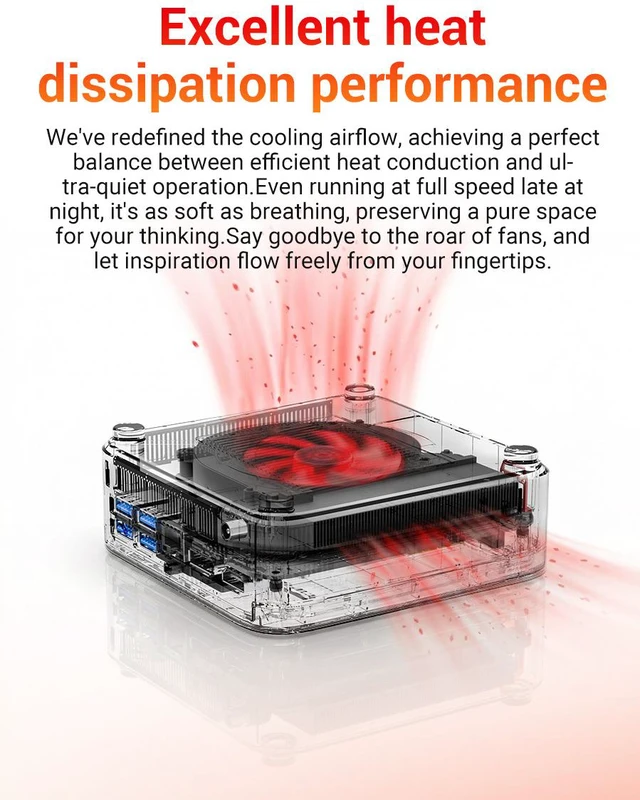 Alt view image 6 of 8 - Firebat R3 Mini PC(High-performance Solution) With AMD Ryzen5 7430U 6C/12T, 16GB(LPDDR4) RAM, 512GB SSD, WiFi6 BT5.2, Triple 4K Display, Portable Desktop Computer