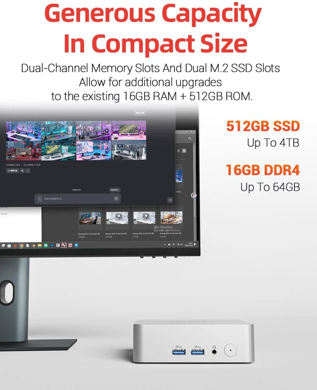 Alt view image 5 of 11 - Firebat R2 Mini PC(High-performance Solution) With AMD Ryzen5 3500U (Beats 4300U/N150/3300U) 4C/8T, 16GB DDR4 RAM 512GB SSD, WiFi5 BT4.2, Dual HDMI2.0, Portable Desktop Computer
