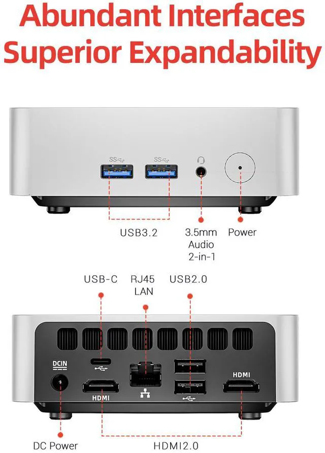 Alt view image 7 of 11 - Firebat R2 Mini PC(High-performance Solution) With AMD Ryzen5 3500U (Beats 4300U/N150/3300U) 4C/8T, 16GB DDR4 RAM 512GB SSD, WiFi5 BT4.2, Dual HDMI2.0, Portable Desktop Computer