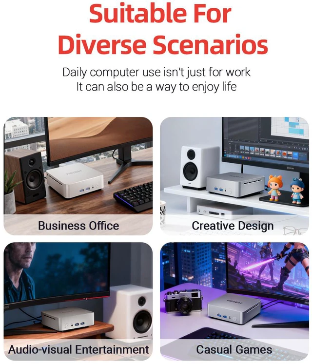 Alt view image 9 of 11 - Firebat R2 Mini PC(High-performance Solution) With AMD Ryzen5 3500U (Beats 4300U/N150/3300U) 4C/8T, 16GB DDR4 RAM 512GB SSD, WiFi5 BT4.2, Dual HDMI2.0, Portable Desktop Computer