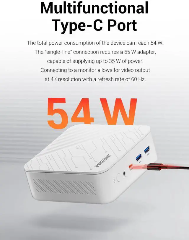 Alt view image 7 of 9 - Firebat AM02 Barebone Mini PC With AMD Ryzen 7 H255(Upgraded 8745HS) 8C/16T(Up to 54W), 0GB RAM 0GB SSD, WiFi6 BT5.2, Dual 1G LAN, Triple 4K Display, Portable Desktop Computer