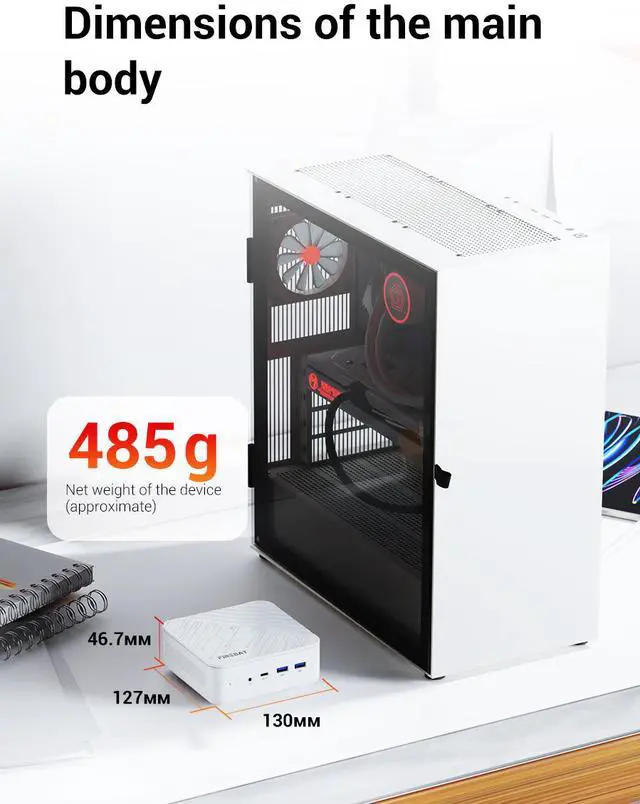 Alt view image 9 of 9 - Firebat AM02 Barebone Mini PC With AMD Ryzen 7 H255(Upgraded 8745HS) 8C/16T(Up to 54W), 0GB RAM 0GB SSD, WiFi6 BT5.2, Dual 1G LAN, Triple 4K Display, Portable Desktop Computer
