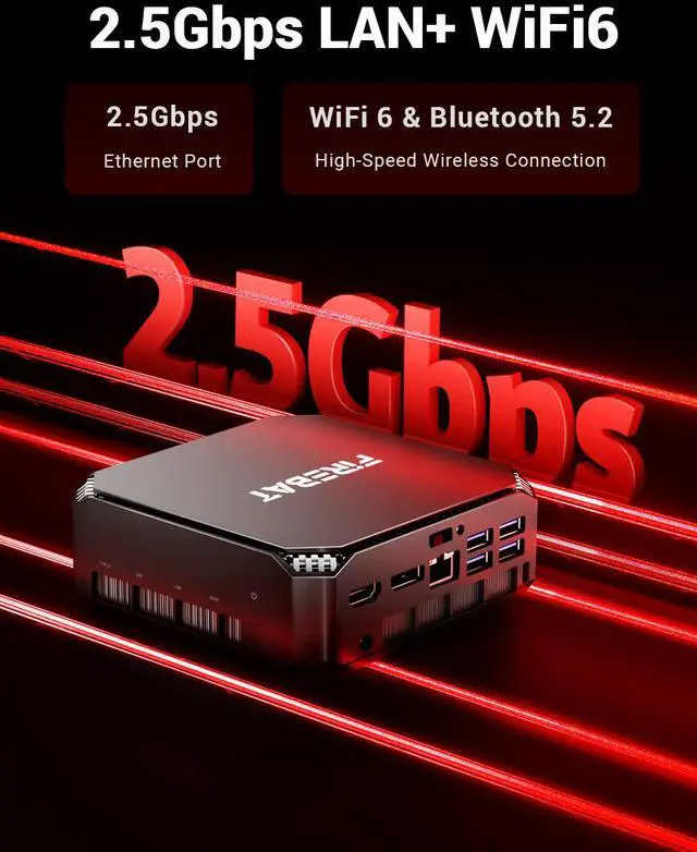 Alt view image 4 of 7 - Firebat A6 Mini PC With AMD Ryzen7 7735HS 8C/16T(Up to 54W), 16GB(LPDDR5) RAM 512GB SSD, WiFi6 BT5.2, Triple 4K Display, Portable Desktop Computer