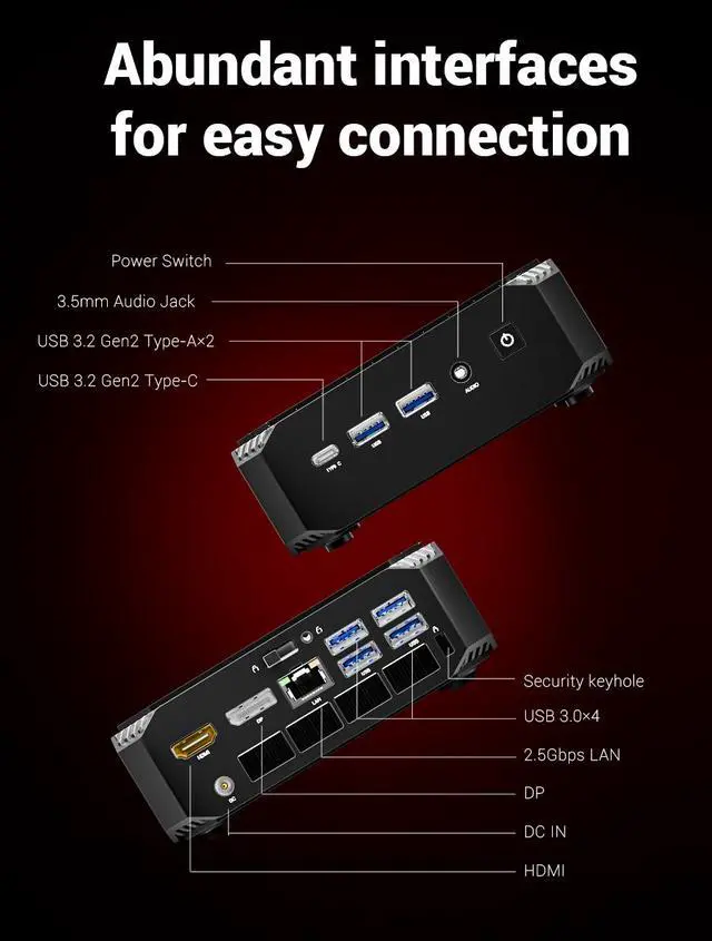 Alt view image 7 of 7 - Firebat A6 Mini PC With AMD Ryzen7 7735HS 8C/16T(Up to 54W), 16GB(LPDDR5) RAM 512GB SSD, WiFi6 BT5.2, Triple 4K Display, Portable Desktop Computer