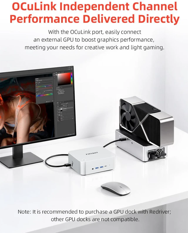 Alt view image 7 of 18 - Firebat M1 Mini PC With AMD AI 9 HX 470 12C/24T, 32GB RAM 1TB SSD, WiFi6 BT5.2, Supports up Quad-screen 4K60Hz display, Dual USB4+Oculink, High-Performance Desktop Computer