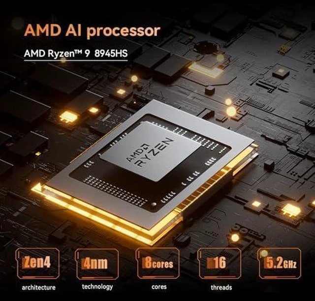 Alt view image 10 of 11 - MINISFORUM UM890 Pro Mini PC, AMD Ryzen 9 8945HS (up to 5.2GHz) Mini Computer, Barebone Without RAM/SSD/OS, Mini Desktop Quad Display HDMI/DP1.4/USB-C, AMD Radeon 780M/Dual LAN 2.5G