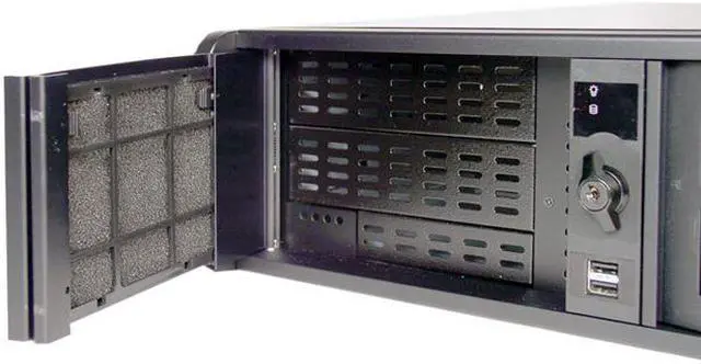 Alt view image 5 of 10 - iStarUSA D-300-35 Black Aluminum / Steel 3U Rackmount Chassis 350W 4 External 5.25" Drive Bays