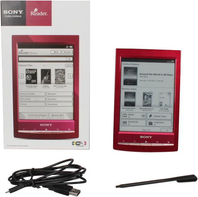 Alt view image 7 of 7 - Sony PRS-T1 6" Ultra-light Reader with Wi-Fi and Enhanced Touch Screen -Red