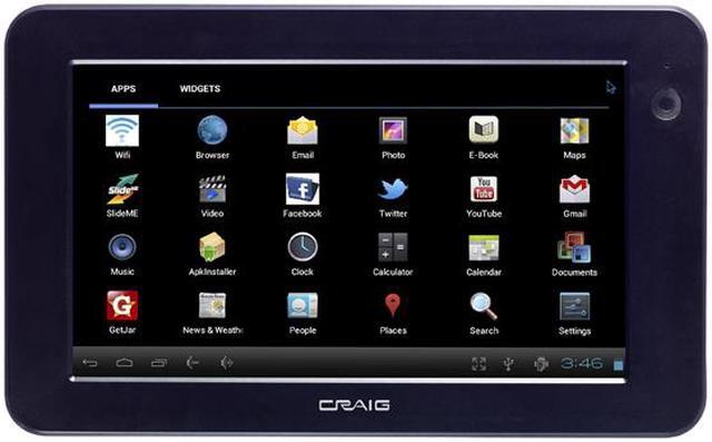 Main image of Craig Electronics CMP741D 4 GB Built-in Flash Memory 1GB DDR III RAM Memory 4GB Flash Storage 7.0" 800 x 480 Internet Tablet 7" Capacitance Android 4.0 Google Android 4.0, Flash 11.1 Black