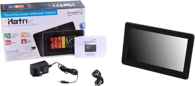 Alt view image 9 of 9 - SUPERSONIC SC-91MID Built-in 8GB Internal Memory Memory 9.0" 800 x 480 Capacitive Touchscreen Internet Tablet Android 4.0 (Ice Cream Sandwich)