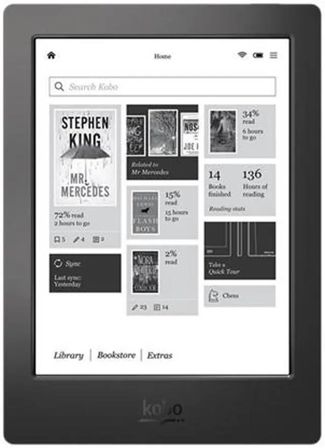 Alt view image 2 of 4 - Kobo Aura H2O E-Book Reader N250-KU-BK-K-EP Non-Intel 1.0 GHz 4 GB Flash 6.8" 1430 x 1080 Carta E Ink HD touchscreen