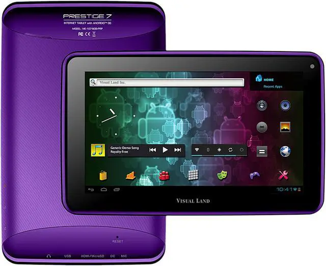 Main image of Visual Land Prestige ME-107-8GB-PRP 512MB DDR3 RAM Memory 7.0" 800 x 480 Internet Tablet (Purple) Android 4.0 (Ice Cream Sandwich) Purple
