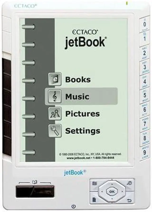 Main image of Ectaco 5" High Resolution e-Book Reader with Rechargeable Li-ion Battery WHITE (jetBook JB5W)