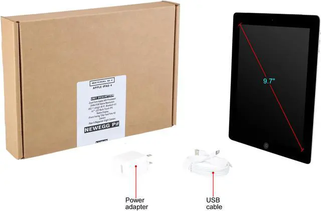 Alt view image 7 of 7 - Apple iPad 4 Apple A6X 1.40 GHz 1 GB Memory 32 GB 9.7" 2048 x 1536 Wi-Fi AT&T Black Tablet iOS 6 Black IOS 6.0.1 - Grade A