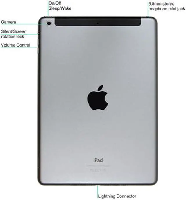 Alt view image 2 of 3 - Apple iPad Air A1475 (MF003LL/A) 1GB Memory 32GB Flash Storage 9.7" 2048 x 1536 Tablet PC iOS Black/Space Gray