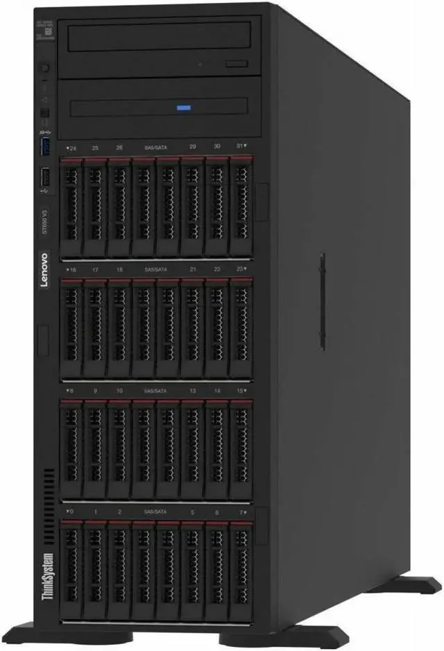 Main image of Lenovo ThinkSystem ST650 V3 4U Tower Server - 1x Intel Xeon Silver 4410T 2.70 GHz - 32 GB RAM - Intel C741 Chip - 10 Gigabit Ethernet - 8x SFF Bay(s) - 1x 750W  7D7A1009NAv
