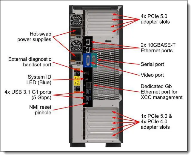 Alt view image 2 of 3 - Lenovo ThinkSystem ST650 V3 4U Tower Server - 1x Intel Xeon Silver 4410T 2.70 GHz - 32 GB RAM - Intel C741 Chip - 10 Gigabit Ethernet - 8x SFF Bay(s) - 1x 750W  7D7A1009NAv