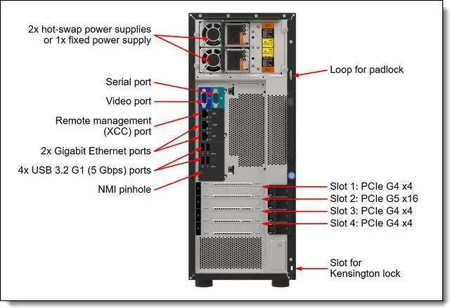 Alt view image 3 of 3 - Lenovo ThinkSystem ST250 V3 7DCEA023NA Tower Server - 1 x Intel Xeon E-2434 3.40 GHz - 16 GB RAM - Serial ATA/600 Controller - Intel C266 Chip - 1 Processor Support - 128 GB RAM Support - TruDDR5 - Matrox G200 Up to 16 MB Graphic Card
