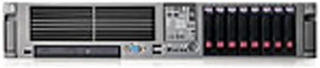 Main image of HP ProLiant DL380 G5 Rack Xeon E5335 2.00 GHz 2 GB DDR2 Servers 1 x Quad-Core Intel Xeon E5335 (2.00 GHz, 80 Watts, 1333 FSB) 2 GB (2 x 1 GB) PC2-5300 Fully Buffered DIMMs (DDR2-667) 433525-001