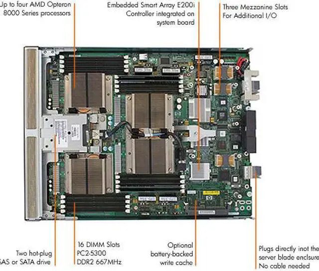 Alt view image 2 of 2 - HP ProLiant BL685c Blade Dual AMD Opteron 8220 2.8 GHz 4 GB DDR2 Servers 2 x AMD Opteron Model 8220 (2.8 GHz) 4 GB (4 x 1 GB) 438818-B21