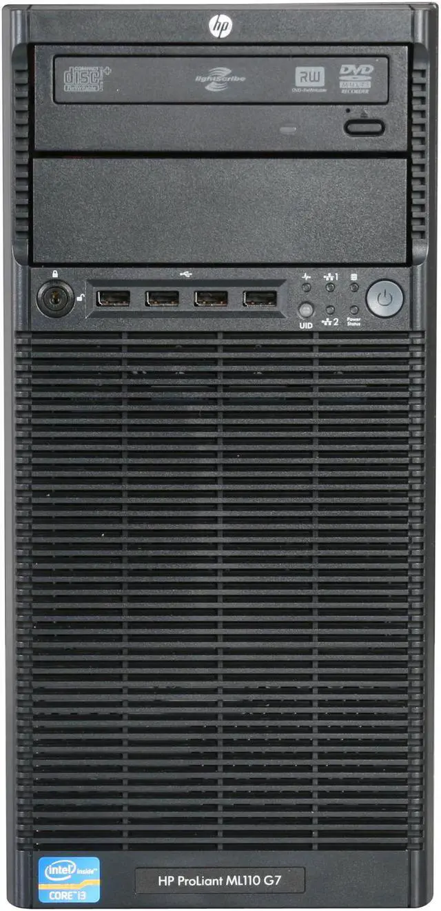 Alt view image 2 of 9 - HP ProLiant ML110 G7 Tower Server System Intel Core i3 2120 3.3GHz 2C/4T 2GB DDR3 1 x LFF SATA 250GB HDD 664723-S01