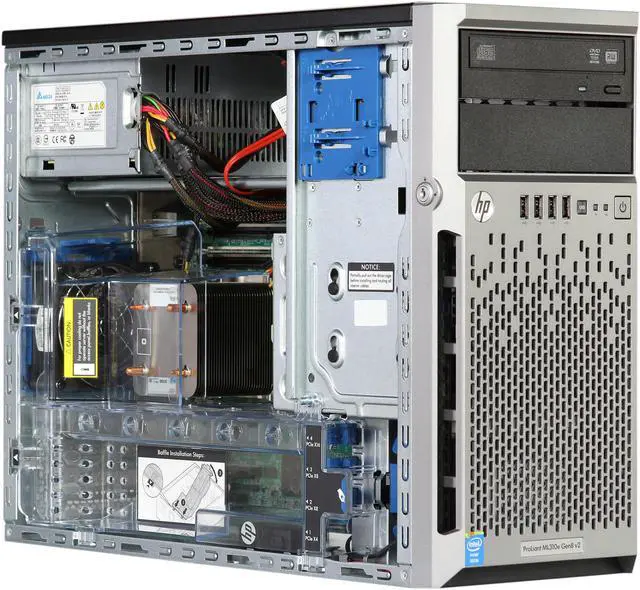 Alt view image 8 of 9 - HP ProLiant ML310e Gen8 Micro Tower Server System Intel Xeon E3-1230 v3 3.3 GHz 4C/8T 2 x 4GB DDR3 No Hard Drive 736661-S01