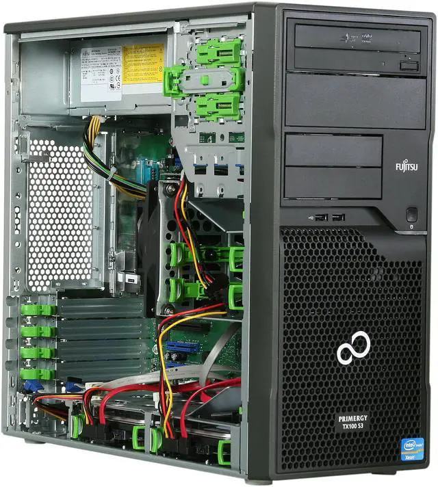 Alt view image 7 of 9 - Fujitsu PRIMERGY TX100 S3 Tower Server System Intel Xeon E3-1220 3.1GHz 4C/4T 4GB DDR3 2 x 500GB SATA HD 6G 3.5" 7.2k VFY:T1003SF010US