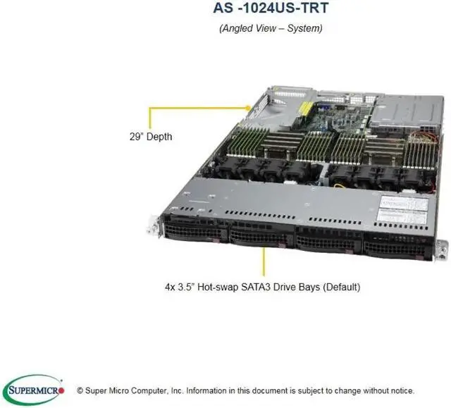 Main image of SUPERMICRO AS-1024US-TRT 1U Rackmount Server System Socket SP3 DDR4 3200