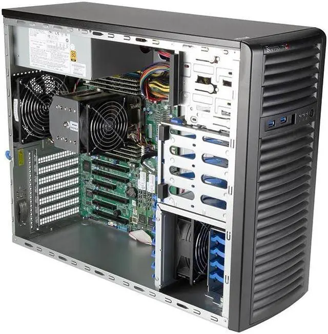 Main image of SUPERMICRO Mid-tower Server System AMD EPYC 7002/7003 Series 128GB DDR4 3200 3.84TB Hard Drive (Installed) Windows 10 Pro 64-bit License with Installation DVD AS-3014TS-I-73X-128