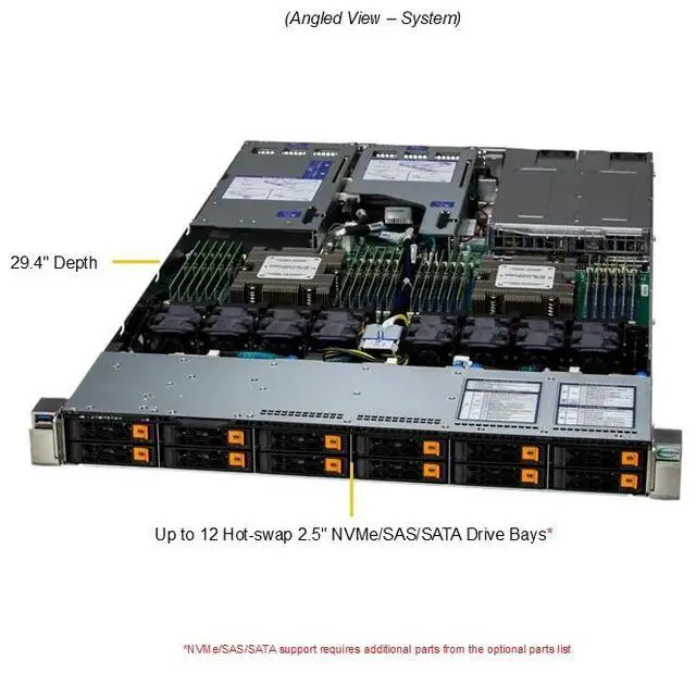 Alt view image 2 of 6 - Supermicro 1U Hyper A+ Server (AS -1125HS-TNR-G1)