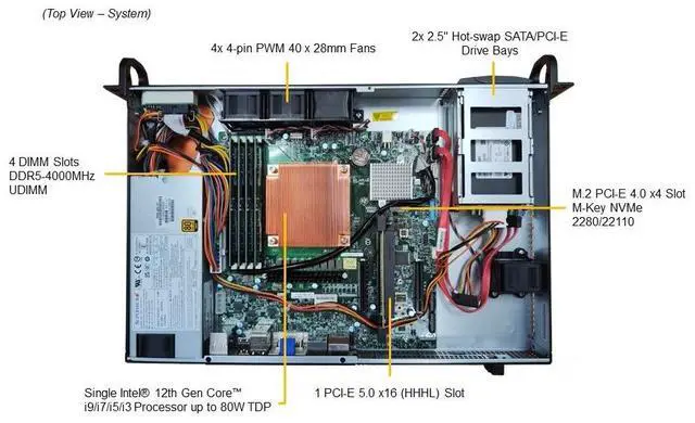Alt view image 4 of 4 - Supermicro 1U Gold Series Edge Server (SYS-111AD-HN2-02-G1)