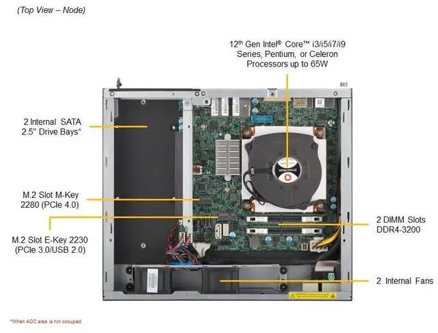 Alt view image 3 of 3 - Supermicro Gold Series Edge Server (SYS-E300-13AD-02-G1)