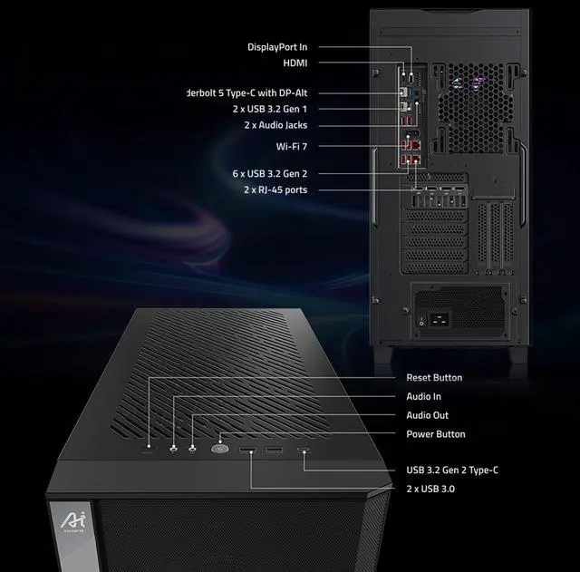 Alt view image 8 of 8 - GIGABYTE AI TOP 100 Z890 Desktop PC, Intel Core Ultra 9 285K, GIGABYTE RTX 5090, 128GB DDR5, 2TB + 320GB SSD, Windows 11 Pro, Black