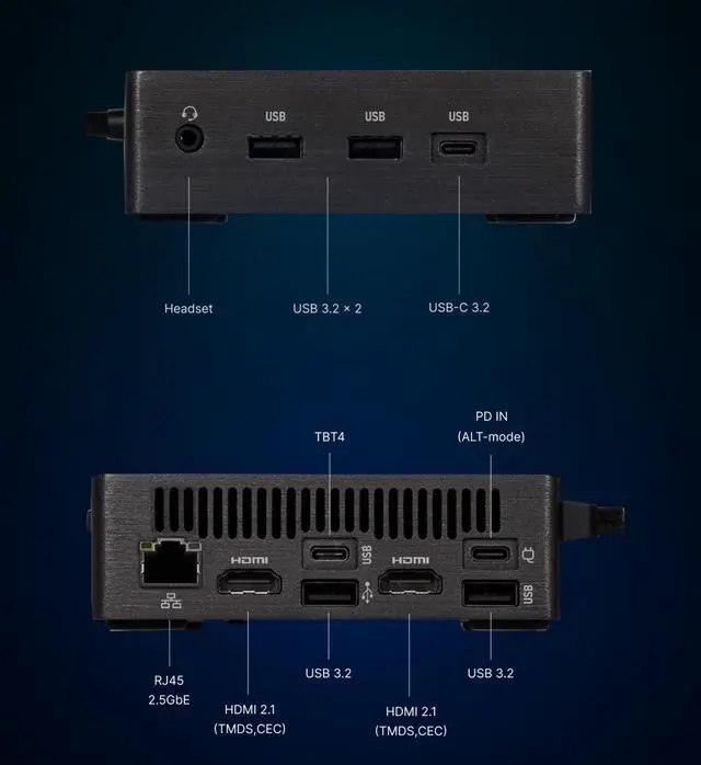 Alt view image 7 of 7 - GIGABYTE BRIX SFF Mini PC/Barebone GB-BRU5-225H, Intel® Core™ Ultra 5 processor 225H, Intel® Arc™ Graphics, 130T GPU.