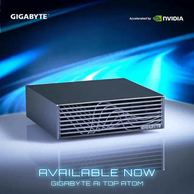 Alt view image 13 of 14 - GIGABYTE AI TOP ATOM Personal AI Supercomputer, Arm Cortex-X295 + Cortex A725, NVIDIA Blackwell Architecture, 128GB LPDDR5X, 4TB PCIe 4.0 NVMe SSD, NVIDIA DGX OS, Black