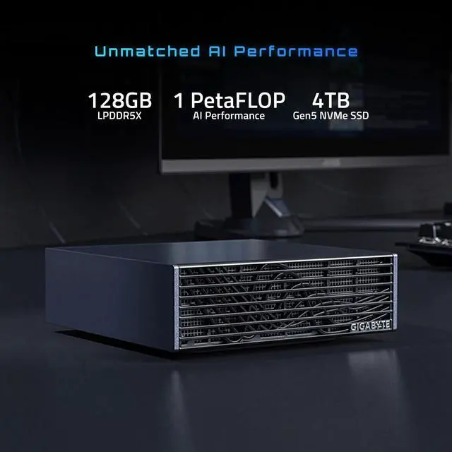 Alt view image 3 of 14 - GIGABYTE AI TOP ATOM Personal AI Supercomputer, Arm Cortex-X295 + Cortex A725, NVIDIA Blackwell Architecture, 128GB LPDDR5X, 4TB PCIe 5.0 NVMe SSD, NVIDIA DGX OS, Black