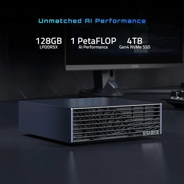 Alt view image 3 of 14 - GIGABYTE AI TOP ATOM Personal AI Supercomputer, Arm Cortex-X295 + Cortex A725, NVIDIA Blackwell Architecture, 128GB LPDDR5X, 4TB PCIe 4.0 NVMe SSD, NVIDIA DGX OS, Black