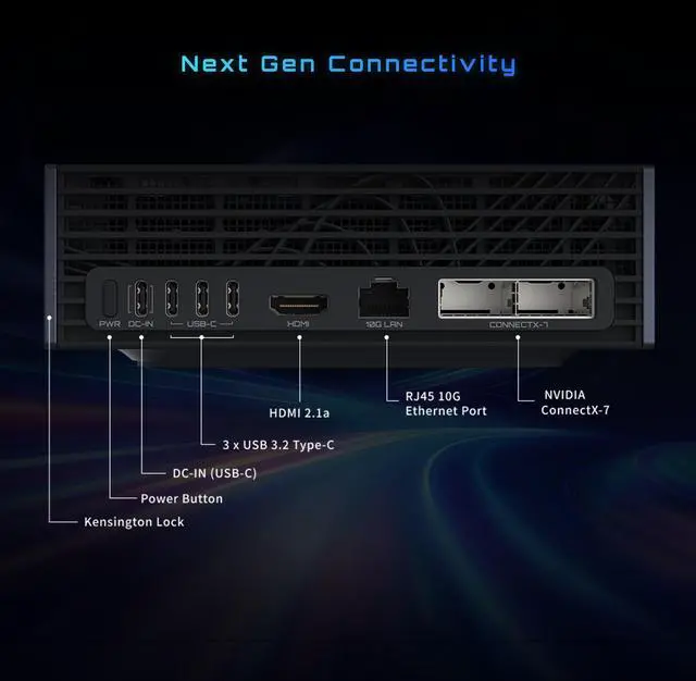 Alt view image 5 of 14 - GIGABYTE AI TOP ATOM Personal AI Supercomputer, Arm Cortex-X295 + Cortex A725, NVIDIA Blackwell Architecture, 128GB LPDDR5X, 4TB PCIe 4.0 NVMe SSD, NVIDIA DGX OS, Black