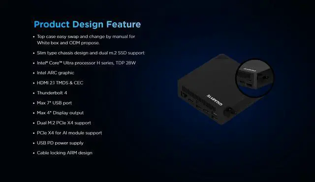 Alt view image 6 of 7 - GIGABYTE BRIX SFF Mini PC/System GB-BRU5-225H, Intel® Core™ Ultra 5 processor 225H, Intel® Arc™ Graphics, 130T GPU, 16GB DDR5 Memory, 512GB SSD .