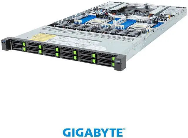 Main image of GIGABYTE R183-Z94-ACV1-L1002 Server system, Dual AMD EPYC 9454, 48-core/96-Threads, 8* 64GB DDR5 Memory, 2*960GB SSD, 2*3840GB SSD.
